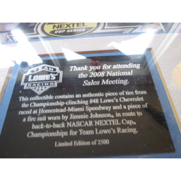 NASCAR 2007 Champion Jimmie Johnson Lowe's racing framed w/soa Team Lowe's - Picture 3 of 10